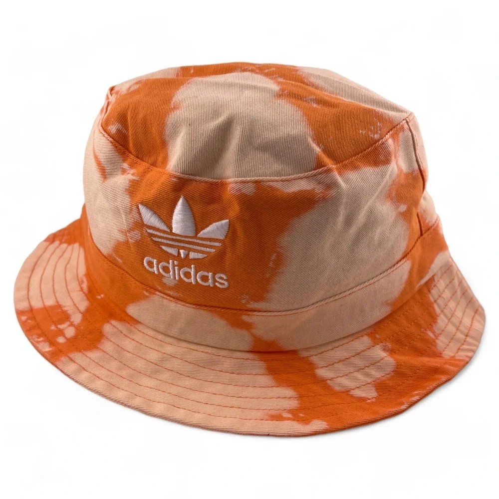 ADIDAS Originals Trefoil Logo Orange‎ Reverse Tie Dye Boonie Bucket Hat OSFA